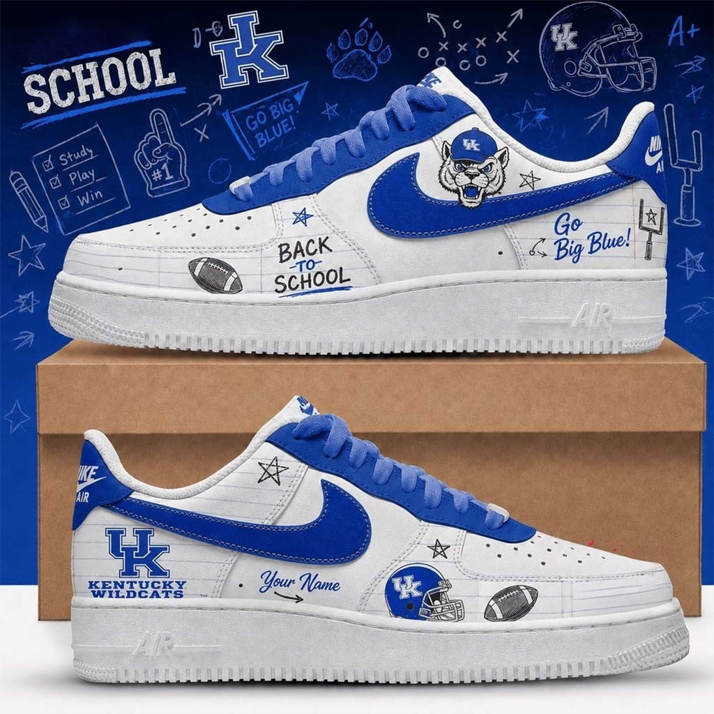 Personalized Kentucky Wildcats Merch 2026 Back To School Sneakers Go Big Blue Shoes Fan Gifts - Merchluma