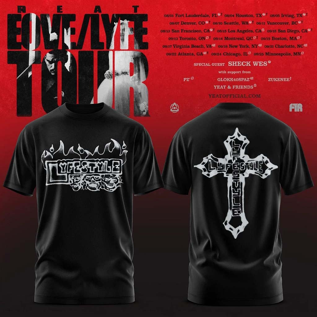 Yeat Lovelyfe Tour T-Shirt Black Lyfestyle Shirt 2026 Yeat Merch Gift For Rap Lovers - Merchluma