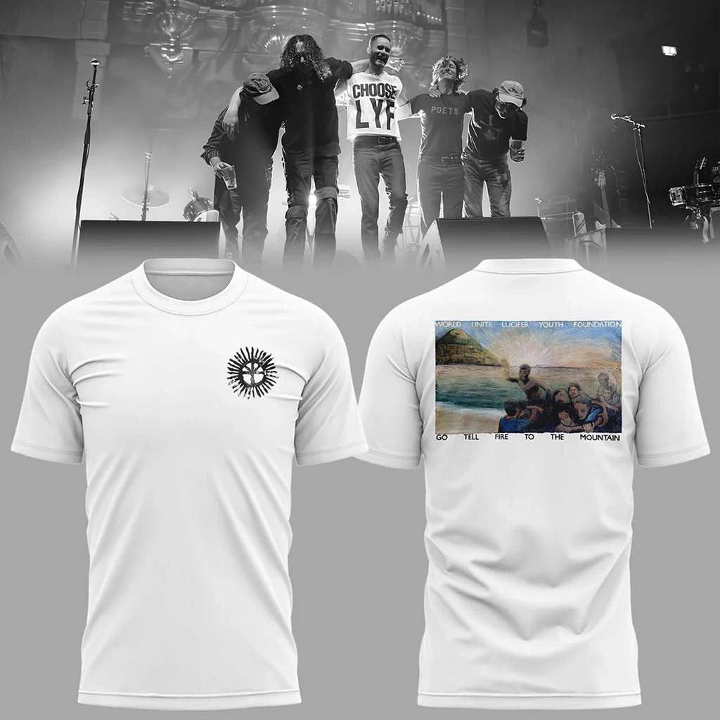 Wu Lyf Merch 2026 Fifteen Years Later T-Shirt Go Tell Fire To The Mountain Shirt White - Merchluma
