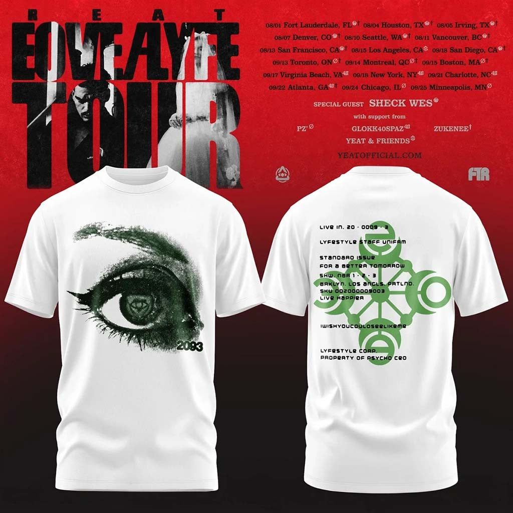 Yeat Lovelyfe Tour T-Shirt White 2093 Shirt Yeat Merch Gift Ideas For Rap Lovers - Merchluma