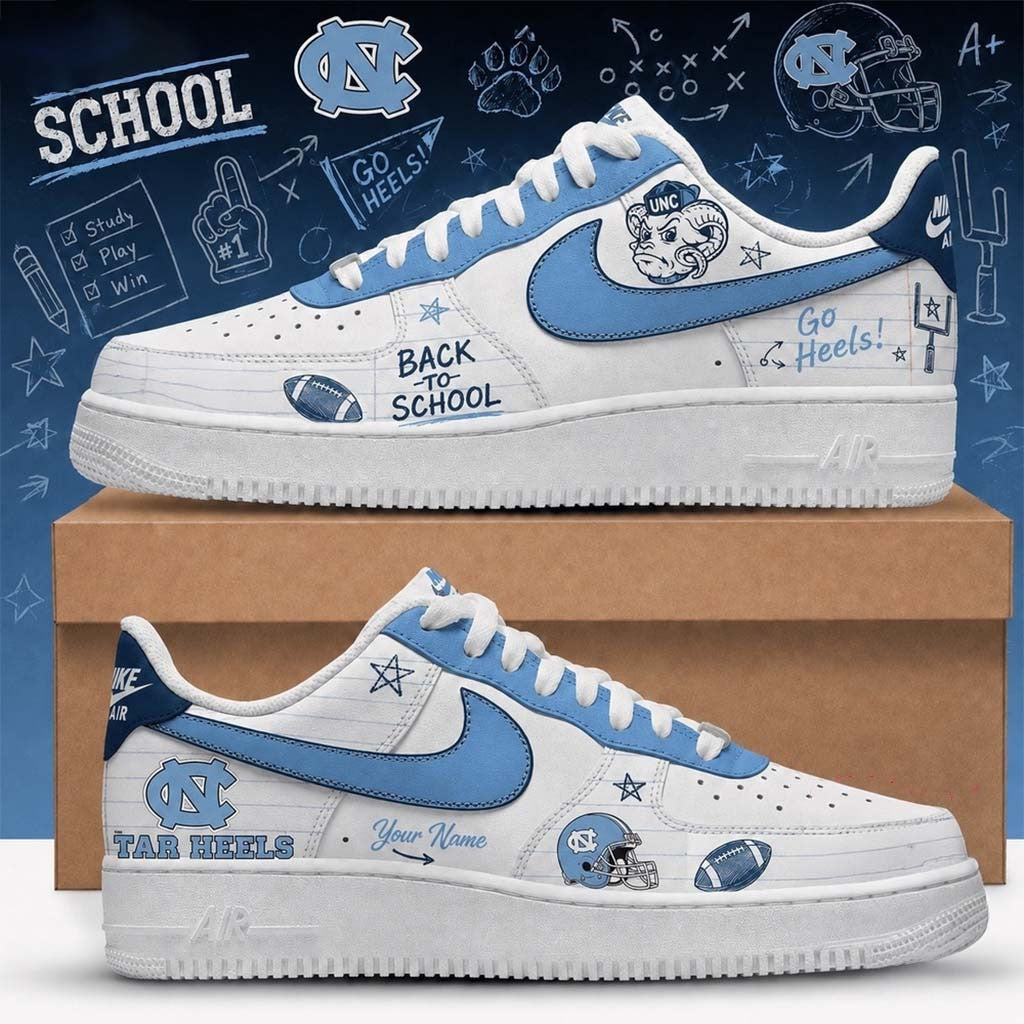 Personalized North Carolina Tar Heels Merch 2026 Back To School Sneakers Gift For Football Fans - Merchluma