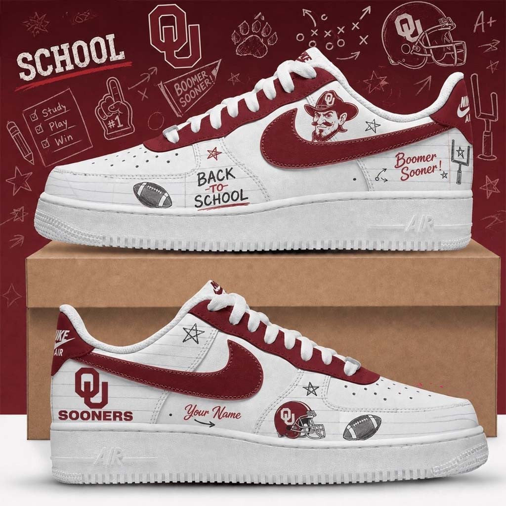 Personalized Oklahoma Sooners Merch 2026 Back To School Sneakers Boomer Sooner Shoes Fan Gear - Merchluma