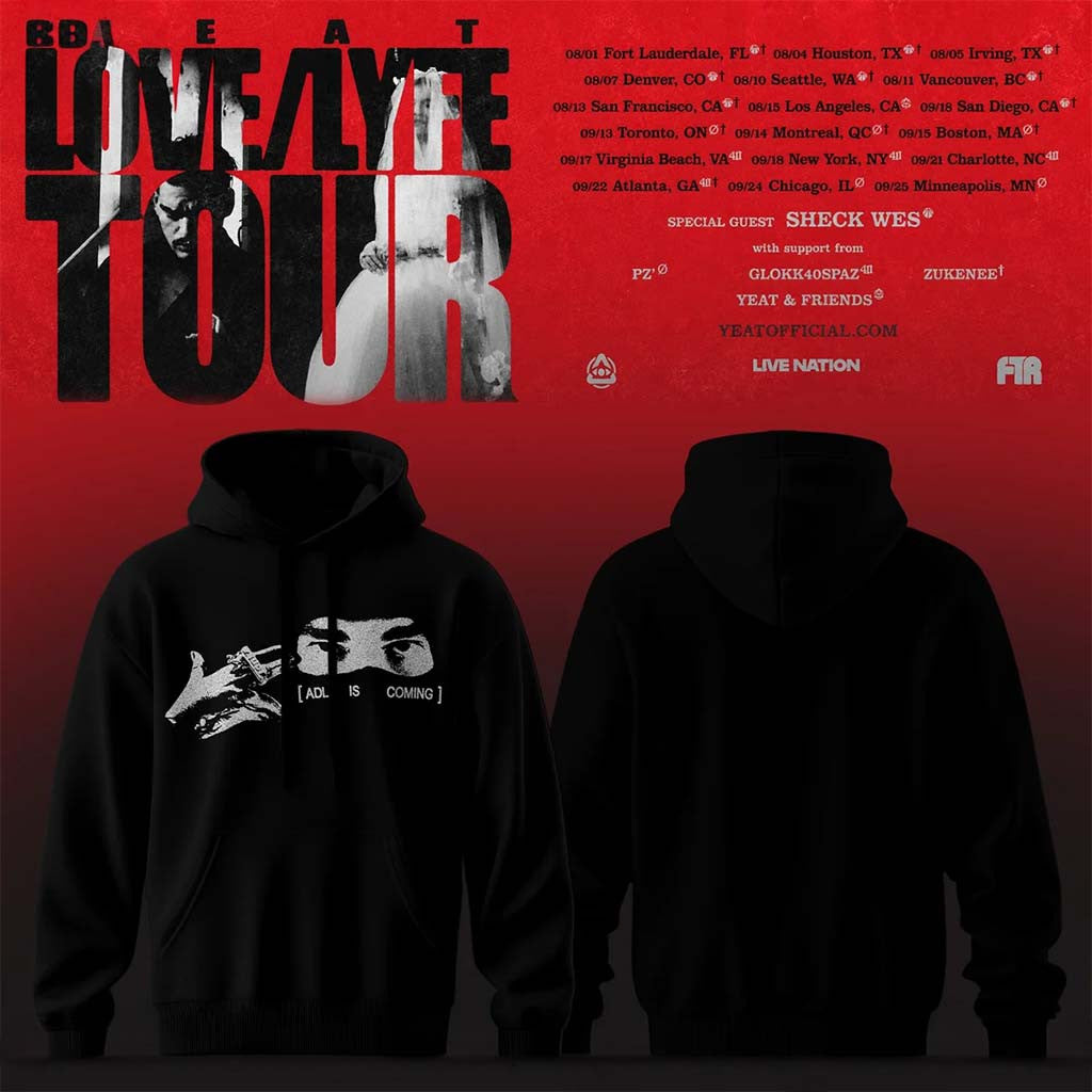 Yeat Lovelyfe Tour Hoodie ADL Is Coming Hoodie Yeat Merch Gifts For Hip Hop Lovers - Merchluma