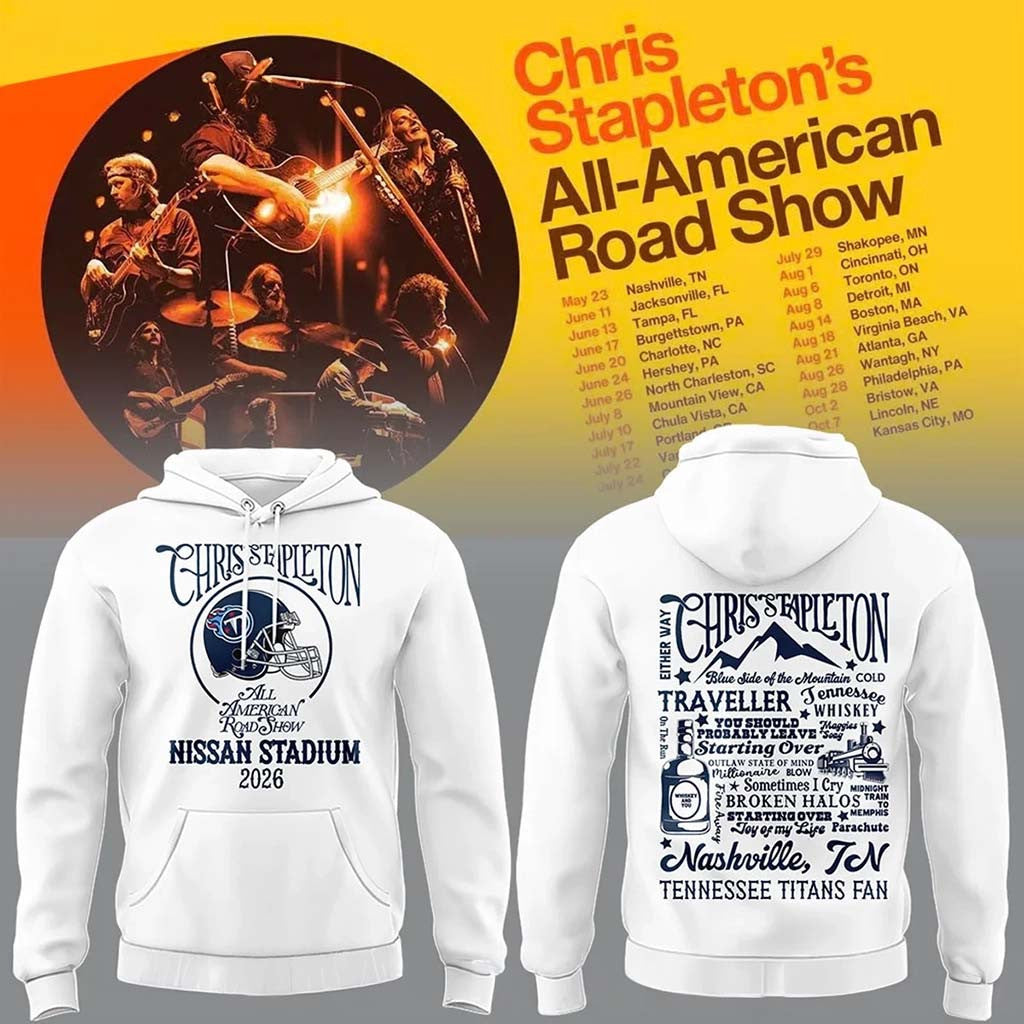 Tennessee Titans X Chris Stapleton All American Road Show Hoodie Titans Merch White Fans Gifts - Merchluma