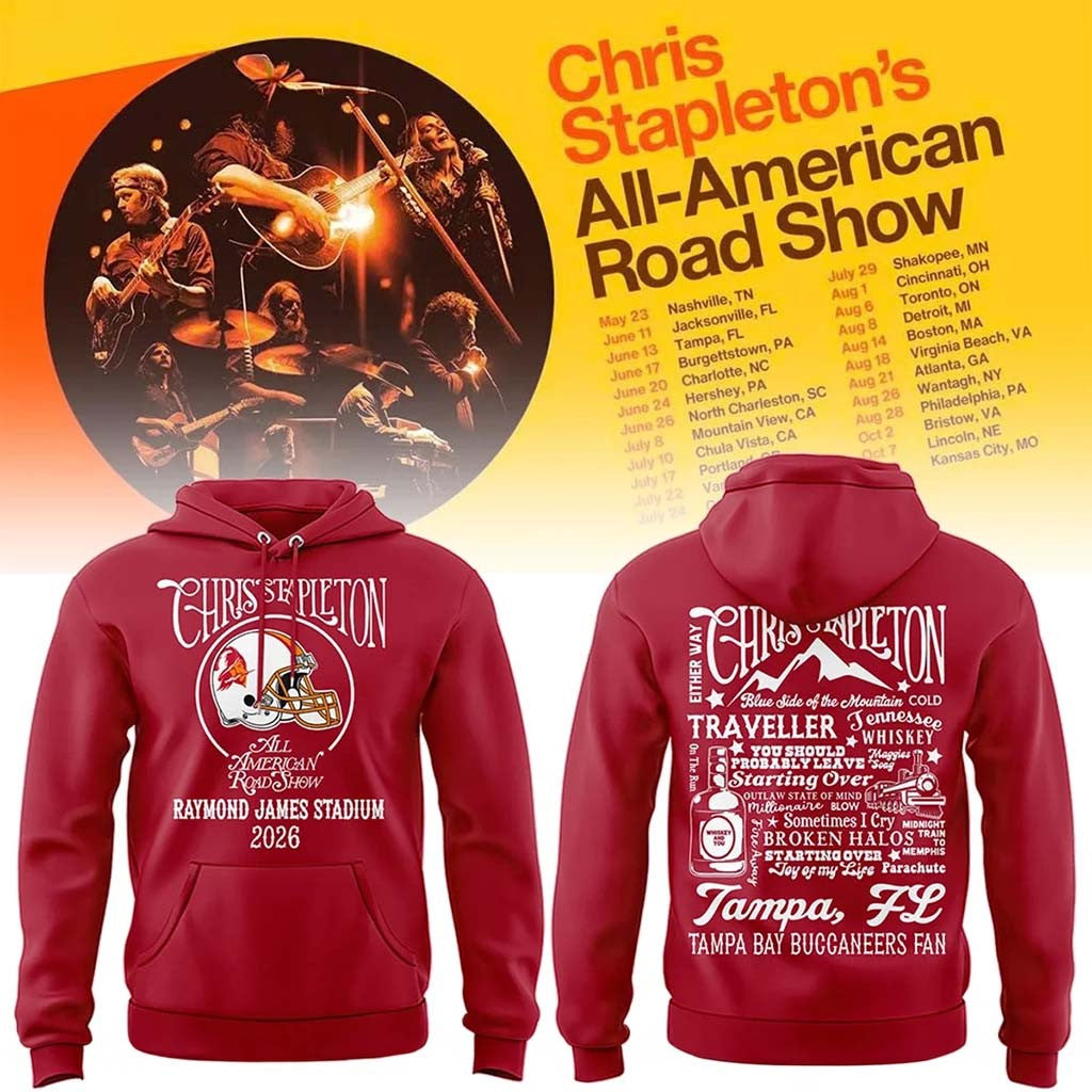 Tampa Bay Buccaneers X Chris Stapleton All American Road Show Hoodie Buccaneers Merch Red - Merchluma
