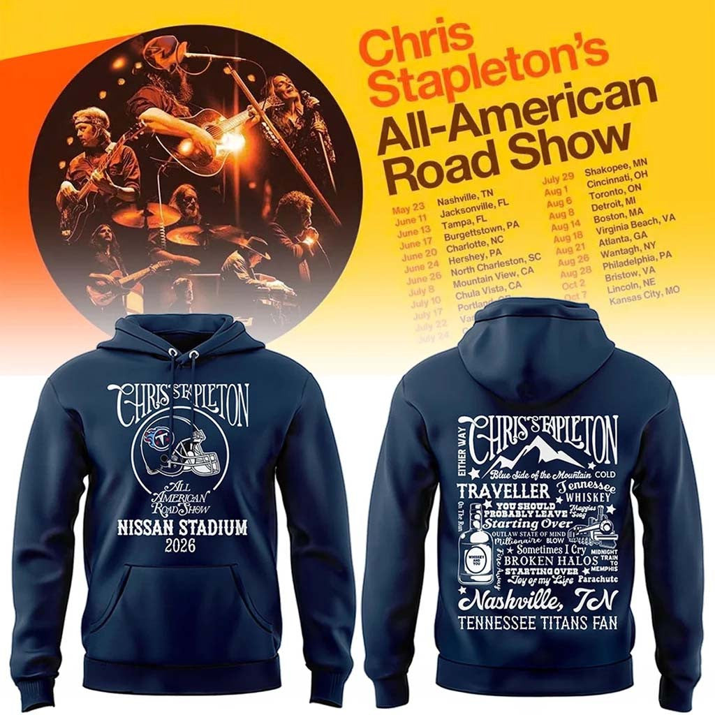 Tennessee Titans X Chris Stapleton All American Road Show Hoodie Titans Merch Navy Fans Gifts - Merchluma