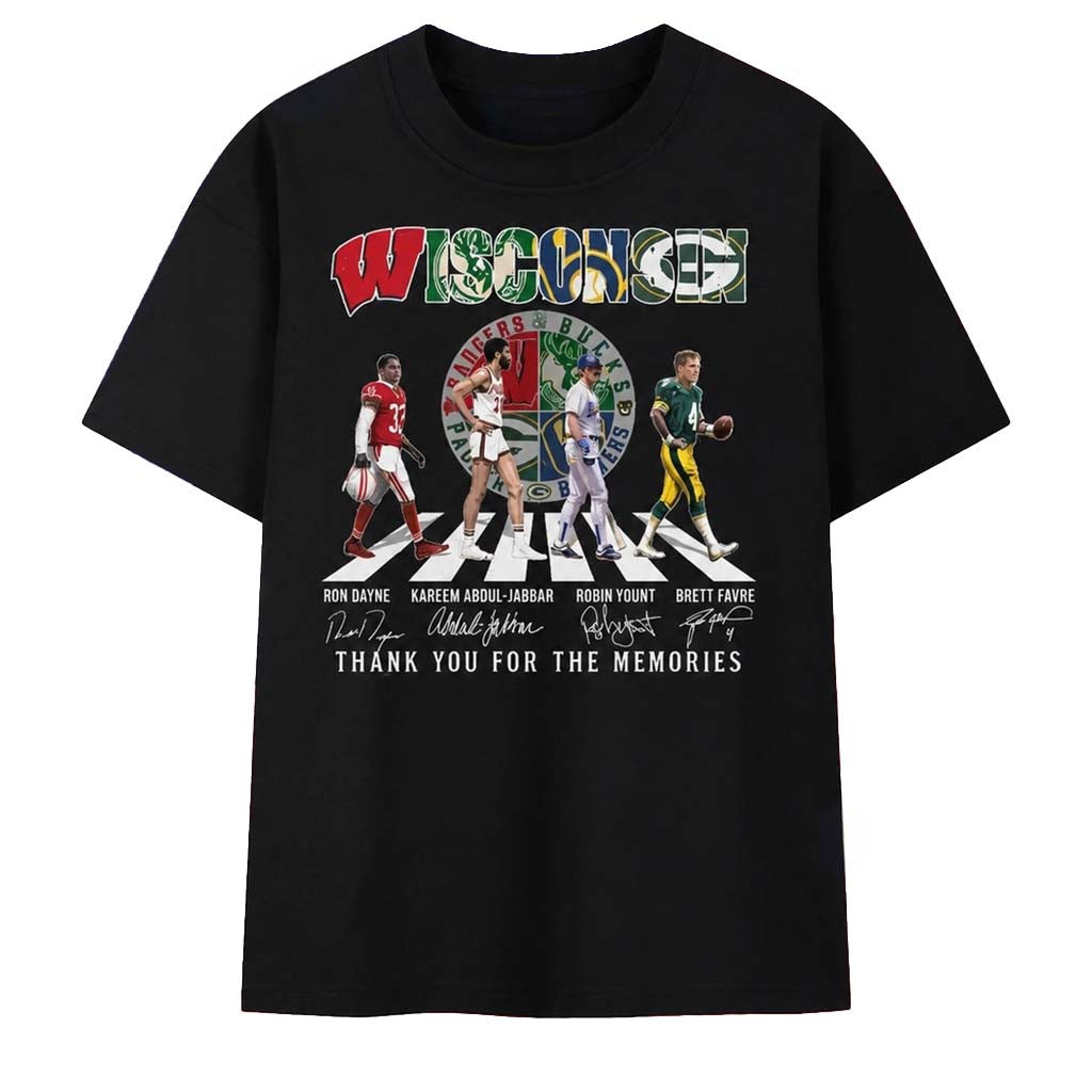 Wisconsin Sports Legends Abbey Road Signatures Thank You For The Memories Shirt Fan Apparel - Merchluma