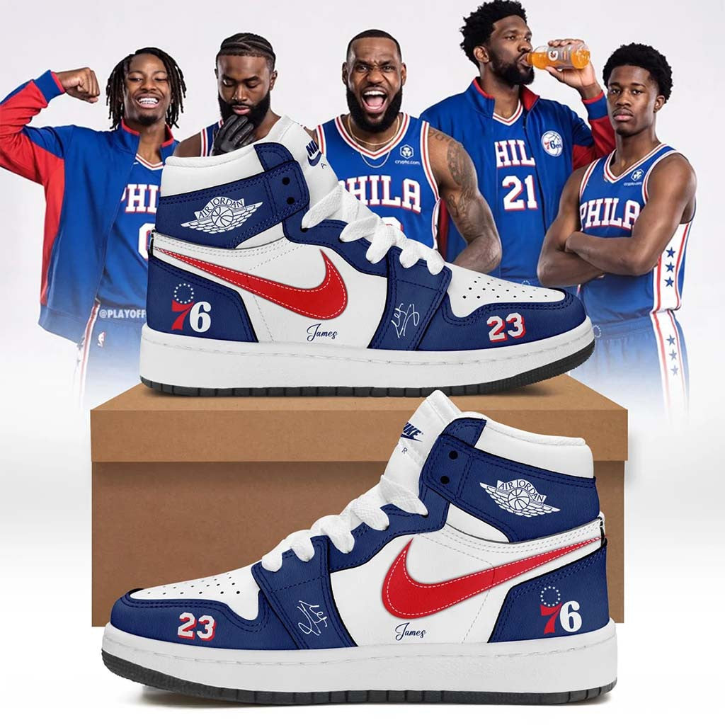 Lebron James Philadelphia 76Ers Signature Shoes Sneakers Lebron James Merch Basketball Fan Gift - Merchluma