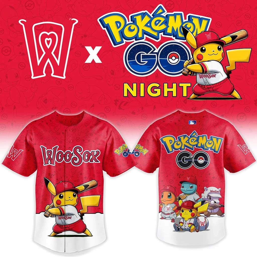 WooSox Pokemon Go Night Jersey Worcester Red Sox Merch Present For Baseball Fans - Merchluma