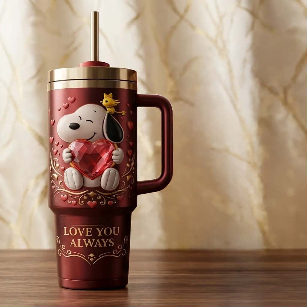 Snoopy Valentine Edition YETI 40oz Tumbler Love You Always Travel Cup Best Gift For Wife - Merchluma