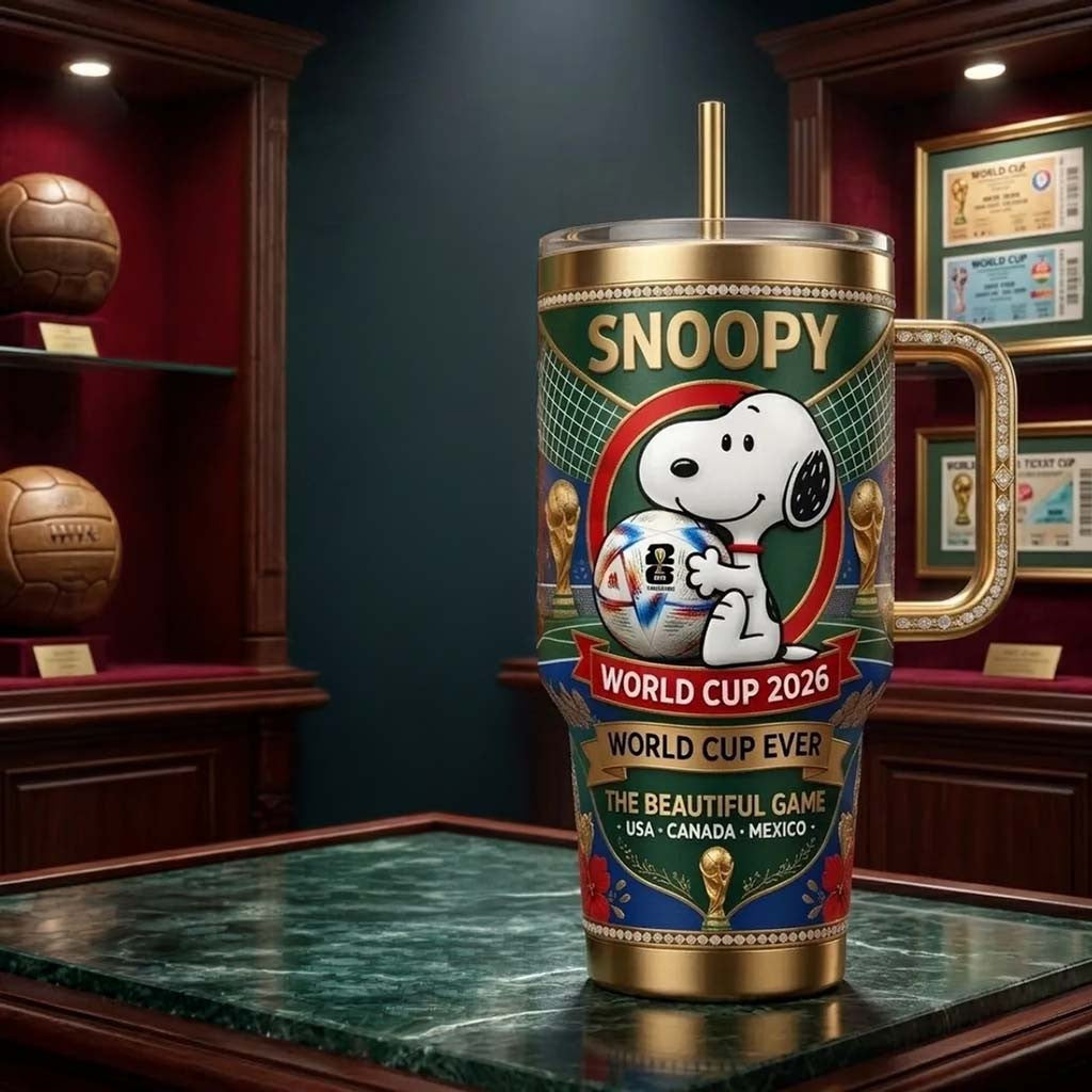 Snoopy FIFA World Cup 2026 Tumbler The Beautiful Game Travel Cup Gift For WC Lovers - Merchluma