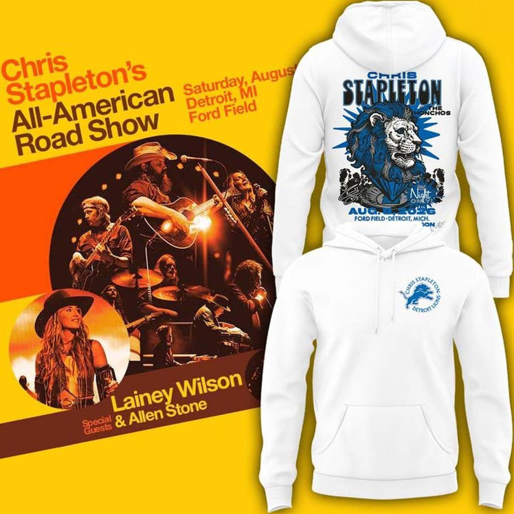 Chris Stapleton X Detroit Lions Merch All-American Road Show 2026 Hoodie Gifts For Music Lover - Merchluma