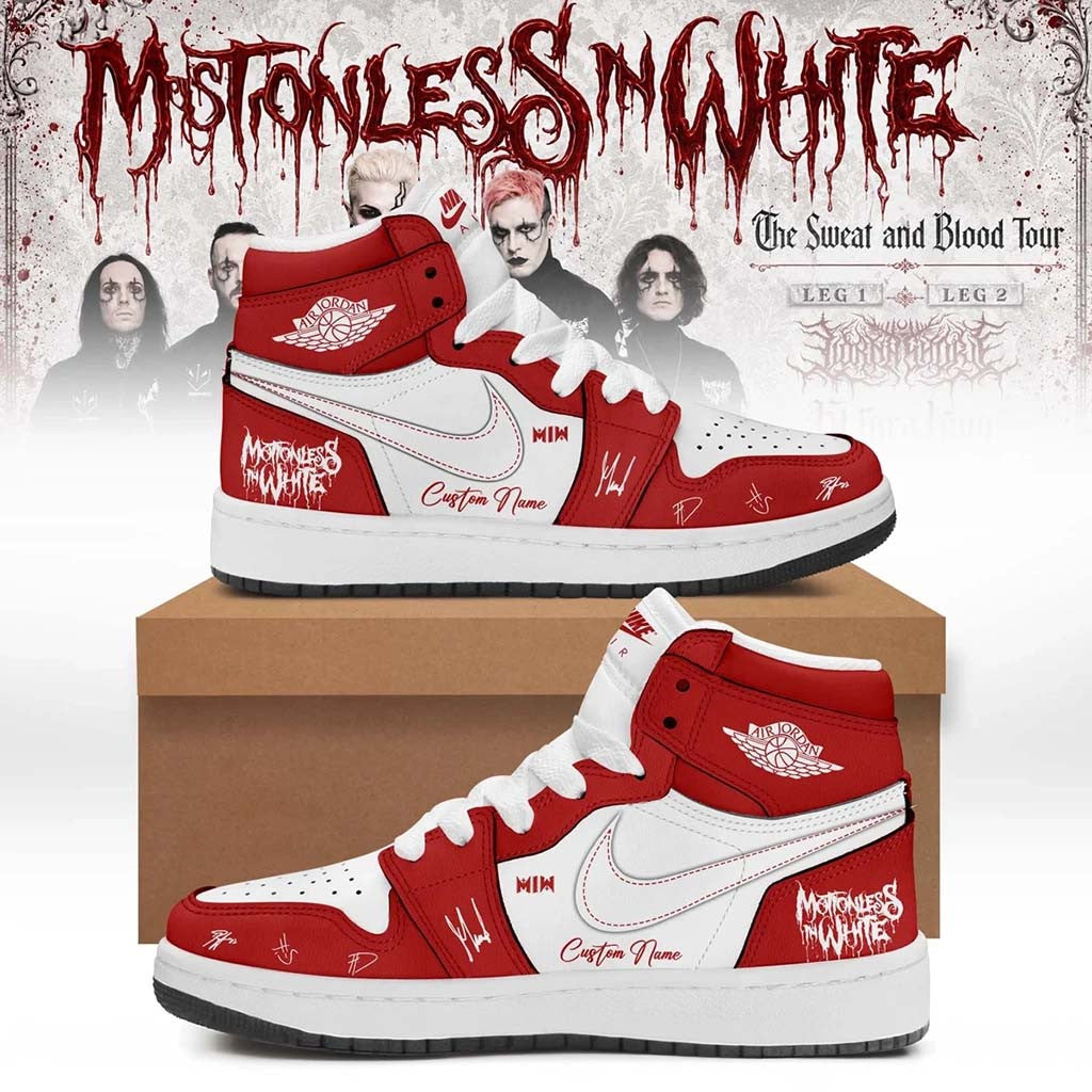 Personalized Motionless In White The Sweat And Blood Tour 2026 Sneakers MIW Merch Fan Gear - Merchluma
