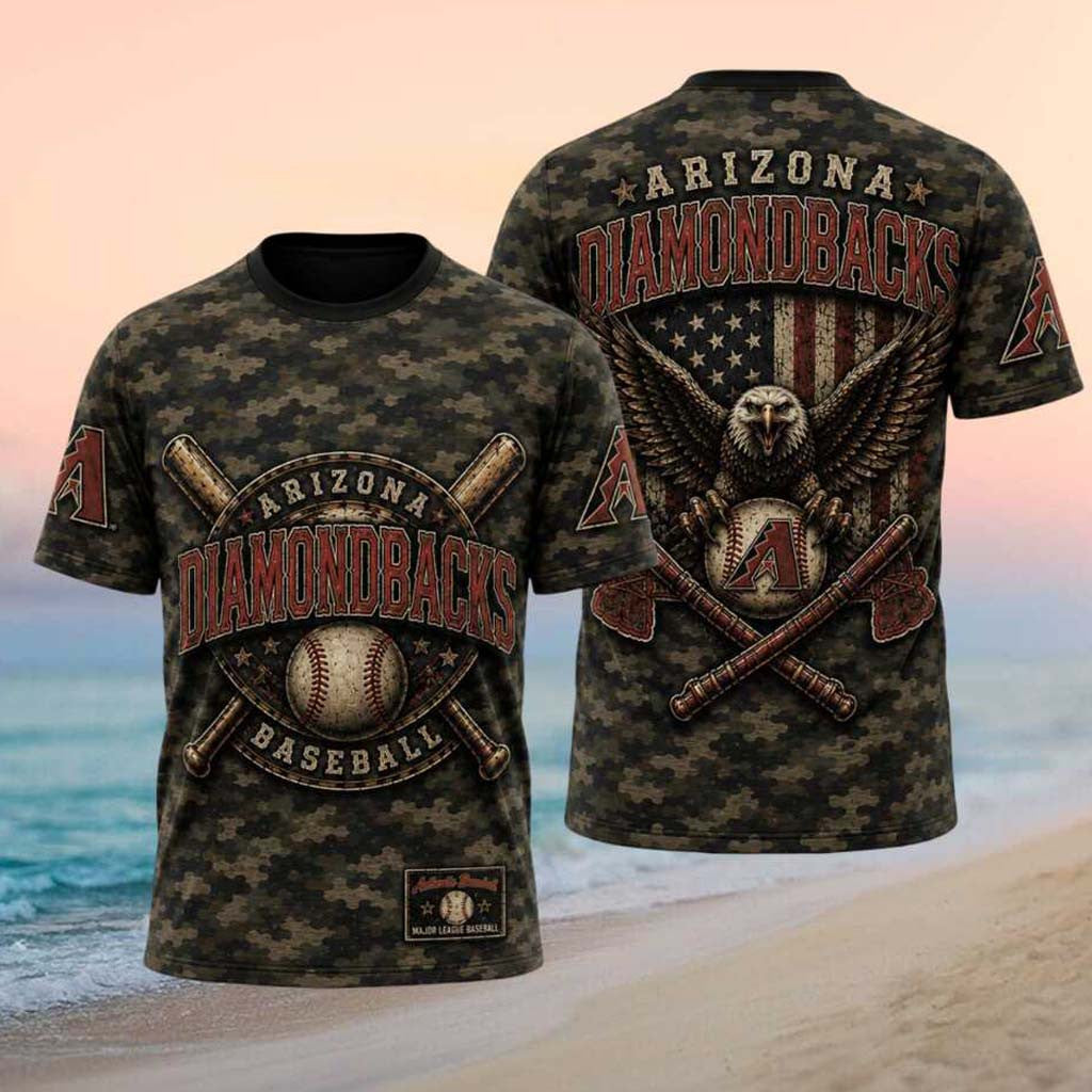 Arizona Diamondbacks Eagle American Flag Camo Baseball Shirt Diamondbacks Merch Fan Gifts - Merchluma