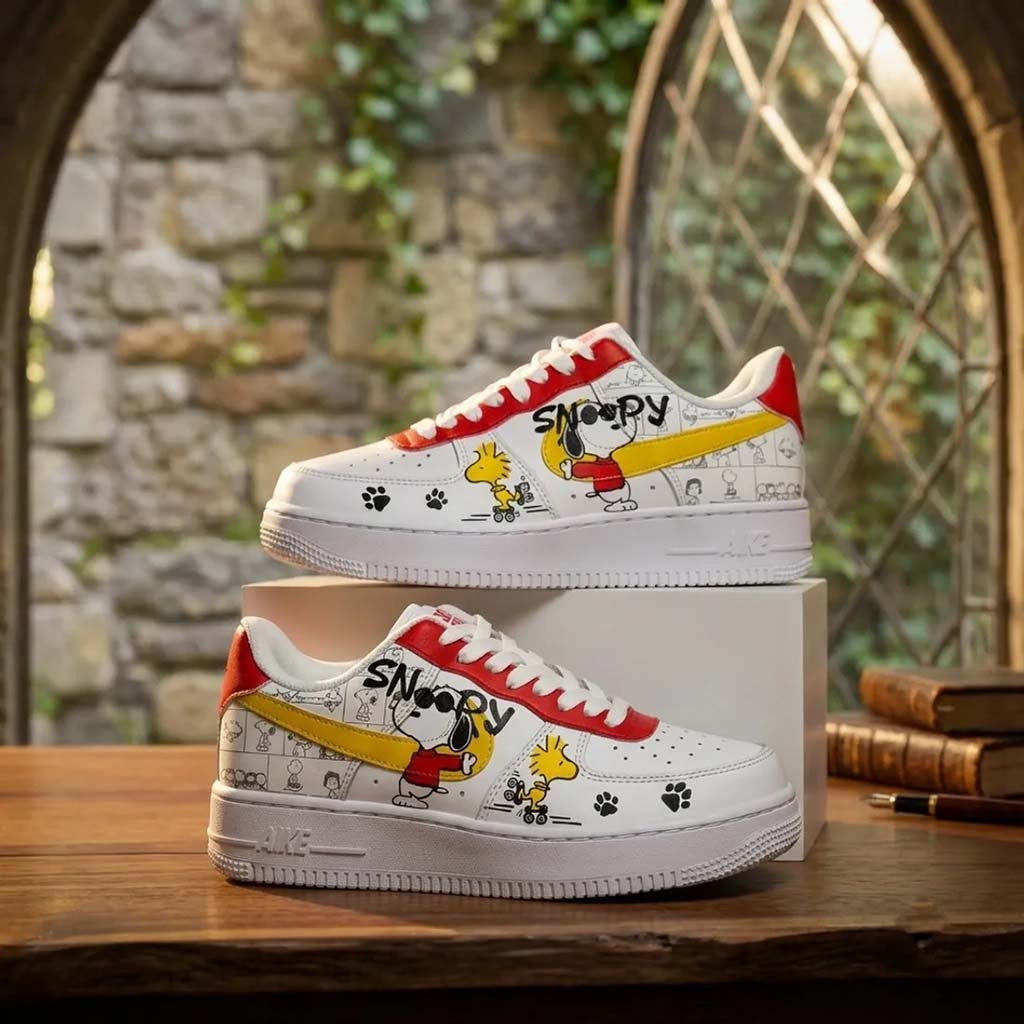 Snoopy Peanuts Comic White Shoes Sneakers 2026 Peanuts Merch Best Gift For Son - Merchluma