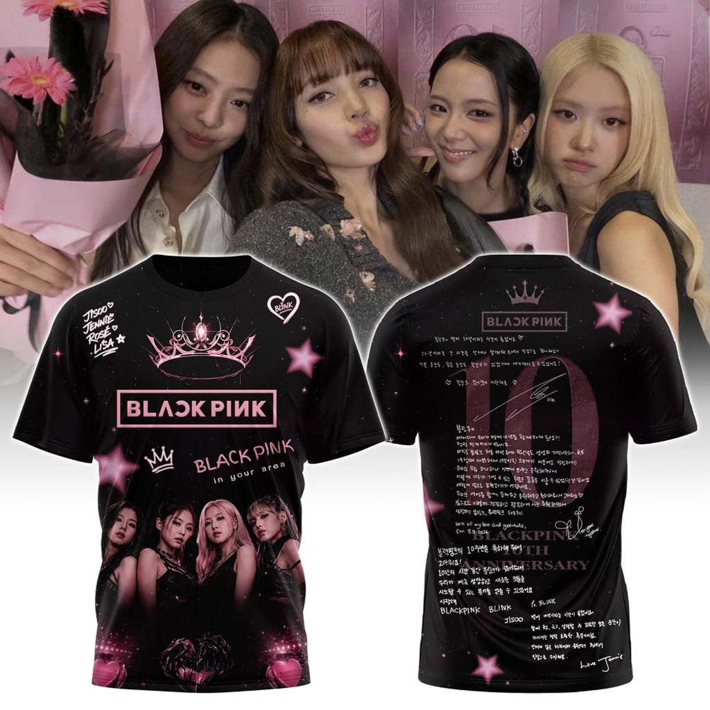 Blackpink 10Th Anniversary Merch 2026 Blackpink In Your Area T-Shirt Best Gifts For Kpop Fans - Merchluma