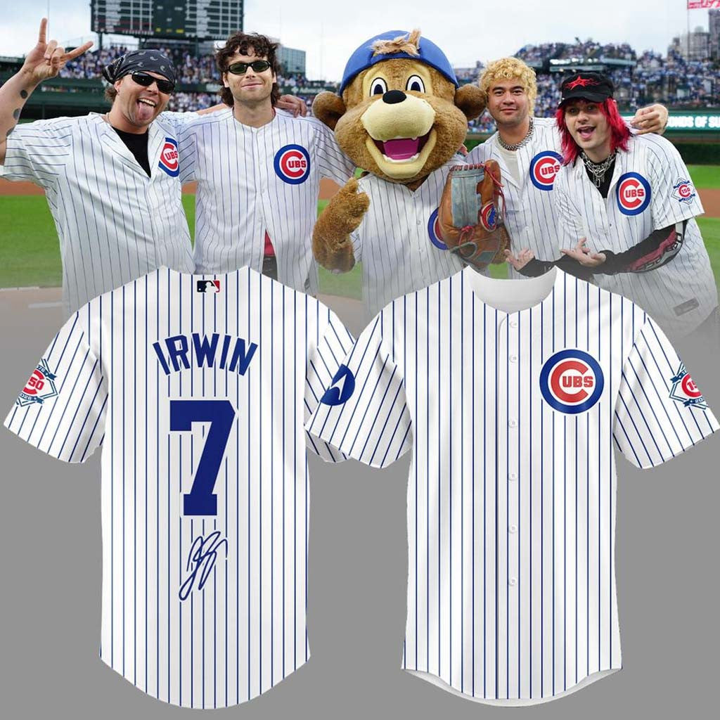 5 Seconds Of Summer X Chicago Cubs Signature Baseball Jersey #7 Irwin Jersey Fan Merch - Merchluma
