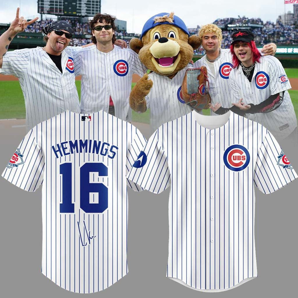 5 Seconds Of Summer X Chicago Cubs Signature Baseball Jersey #16 Hemmings Jersey Fan Apparel - Merchluma