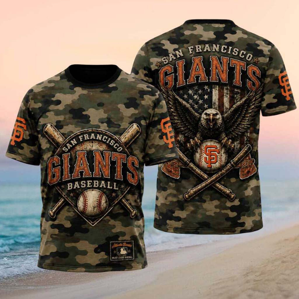 San Francisco Giants Baseball Eagle Patriotic Camo T-Shirt SF Giants Merch Present for Game Day - Merchluma
