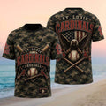 St Louis Cardinals Eagle American Flag Camo Baseball T-Shirt Cardinals Merch Patriotic Gifts - Merchluma