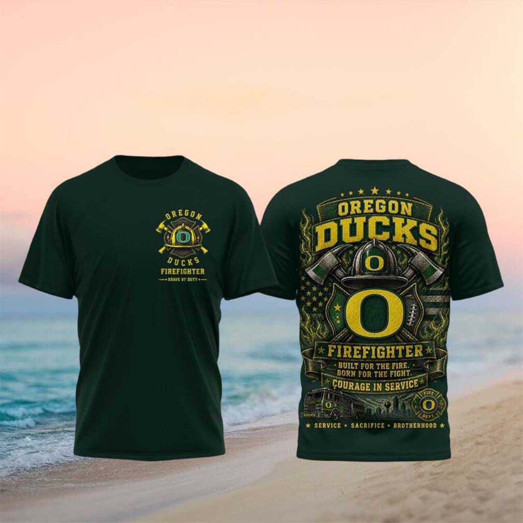 Oregon Ducks Firefighter Helmet Courage In Service T-Shirt Oregon Ducks Merch Game Day Gifts - Merchluma