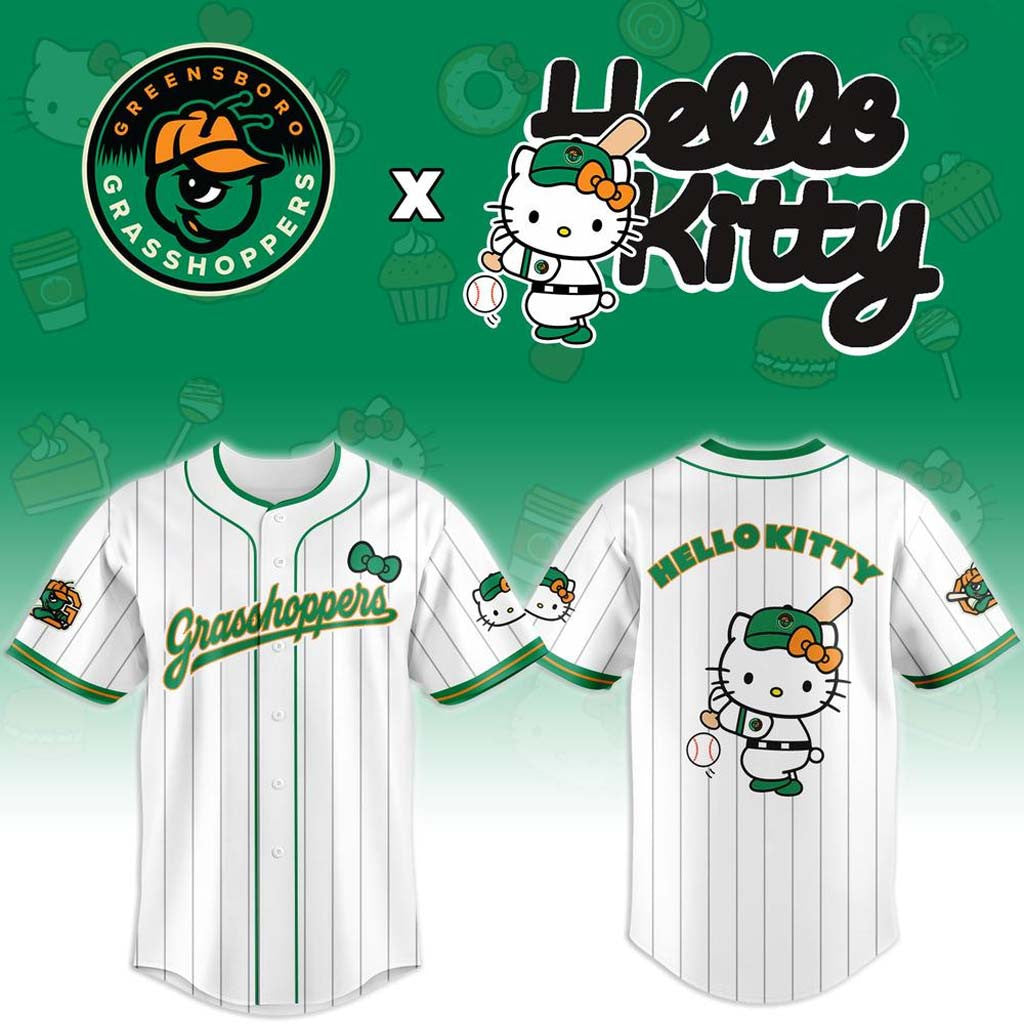 Greensboro Grasshoppers X Hello Kitty 2026 Jersey Grasshoppers Merch Gift For Baseball Fans - Merchluma