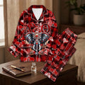Delta Sigma Theta Red Plaid Elephant Pajama Set DST Merch Birthday Gift For Her - Merchluma