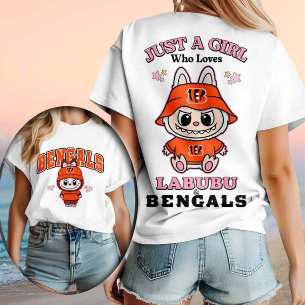 Cincinnati Bengals X Labubu Just A Girl Who Loves T-Shirt Bengals Merch Football Fan Apparel - Merchluma