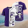 Personalized Colorado Rockies Snoopy Split Color Baseball Jersey Rockies Merch Gift For Fans - Merchluma