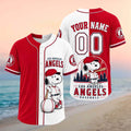 Personalized Los Angeles Angels Snoopy Mascot City Skyline Baseball Jersey LA Angels Merch - Merchluma
