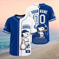 Personalized Los Angeles Dodgers Snoopy Split Color Baseball Jersey LA Dodgers Merch Fan Gifts - Merchluma
