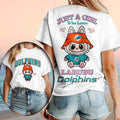 Miami Dolphins Labubu Mascot Just A Girl Who Loves Football T-Shirt Miami Dolphins Merch Gifts - Merchluma