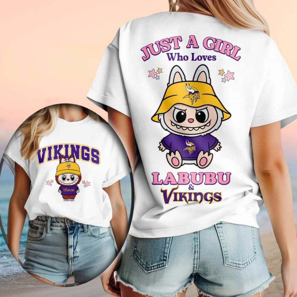 Minnesota Vikings Labubu Mascot Just A Girl Who Loves Football T-Shirt MN Vikings Merch Gifts - Merchluma