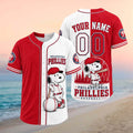 Personalized Philadelphia Phillies Snoopy Mascot City Skyline Baseball Jersey Phillies Merch - Merchluma