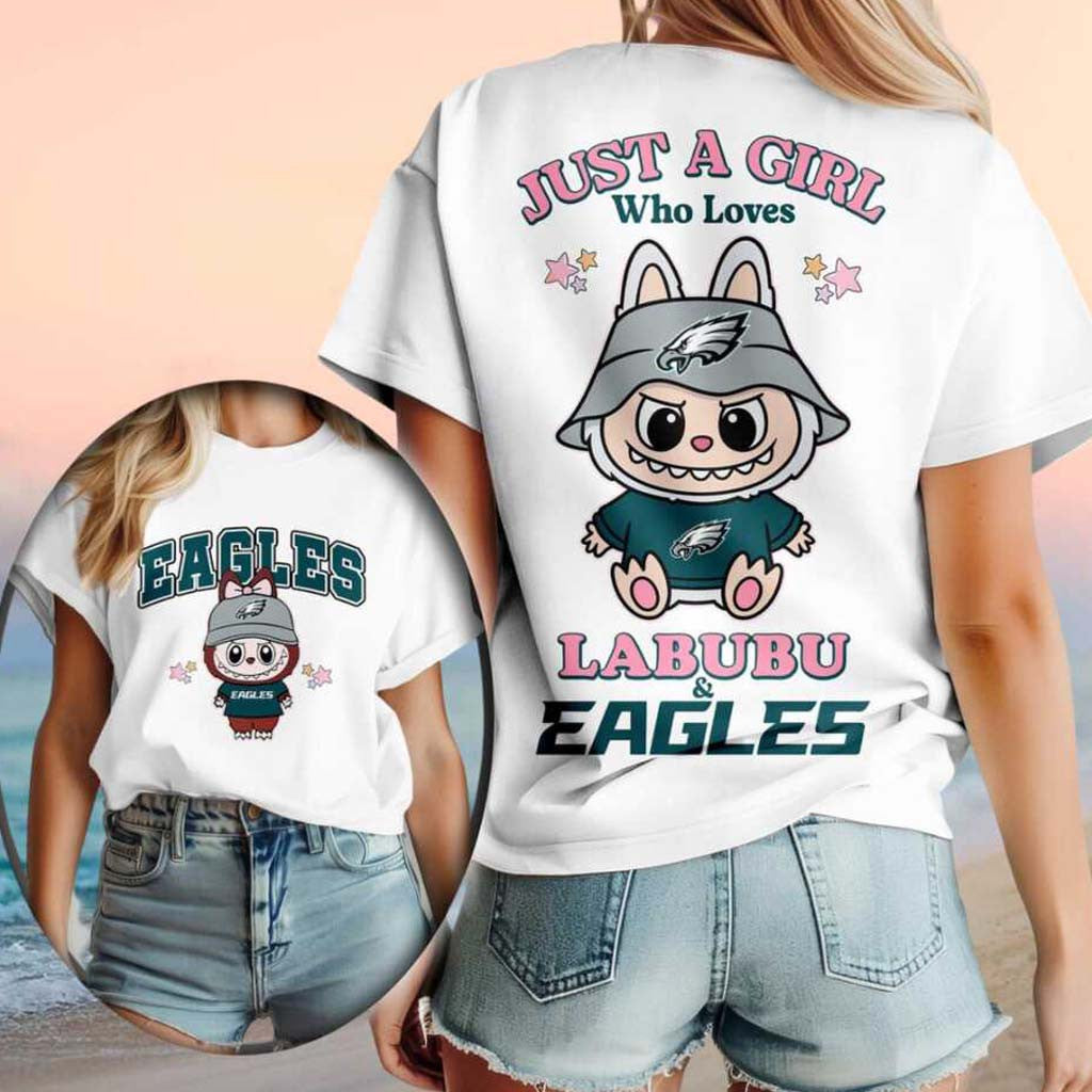 Philadelphia Eagles Labubu Mascot Just A Girl Who Loves Football T-Shirt Eagles Merch Fan Gift - Merchluma
