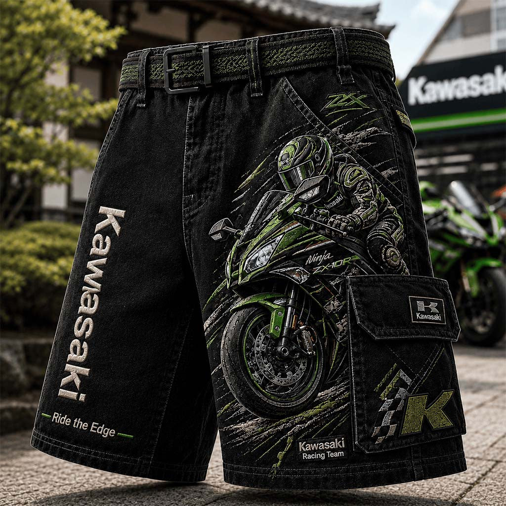 Kawasaki Merch Ride Edge Shorts Kawasaki Racing Team Apparel Best Gifts For Son - Merchluma