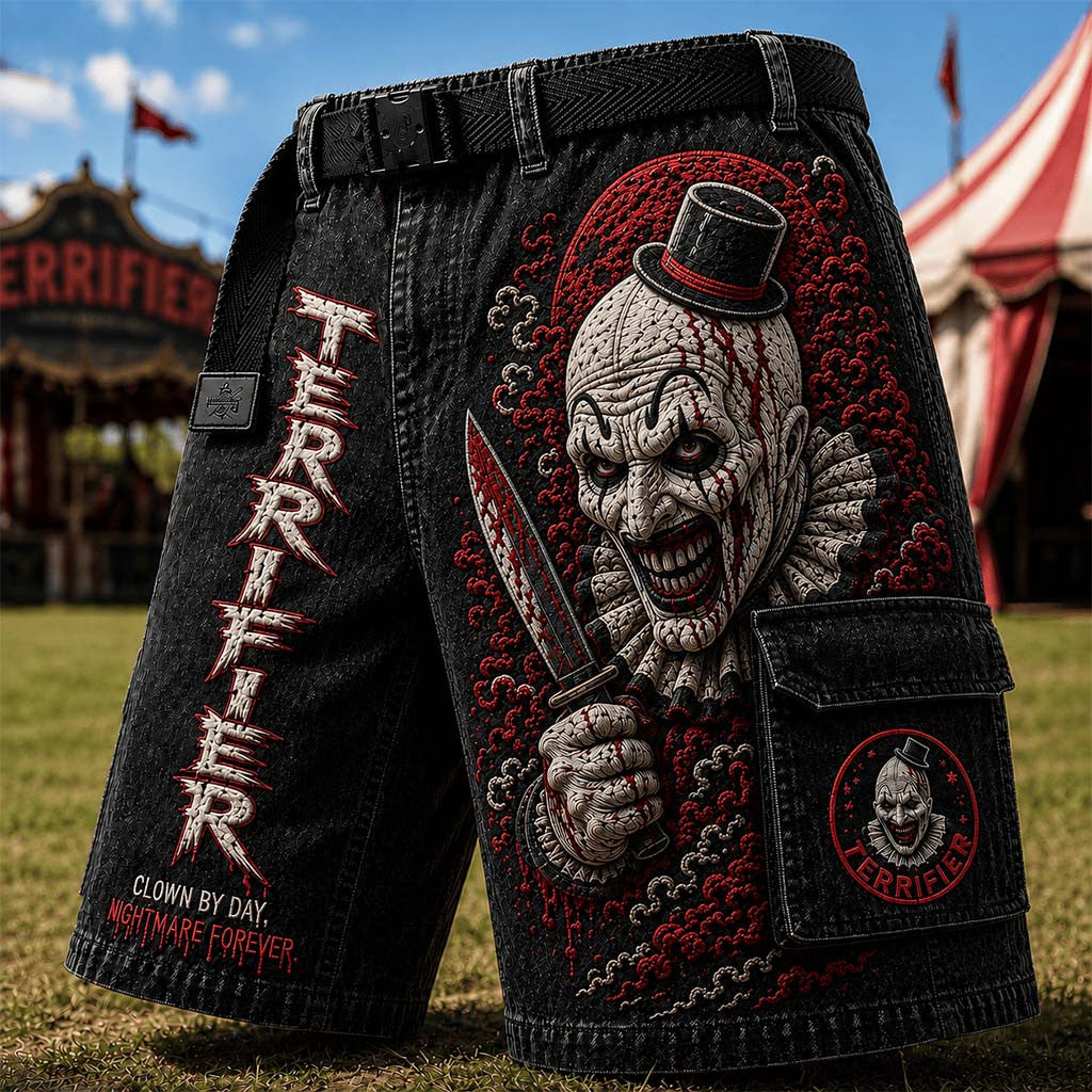 Terrifier Merch Clown By Day Nightmare Forever Shorts Best Gifts For Horror Lovers - Merchluma
