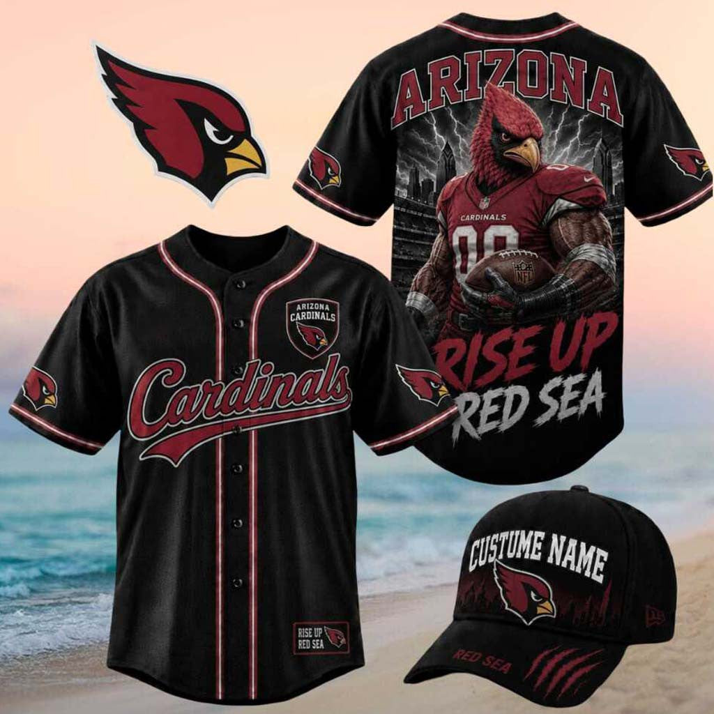 Arizona Cardinals Muscular Bird Mascot Rise Up Red Sea Baseball Jersey Cardinals Merch Fan Gear - Merchluma