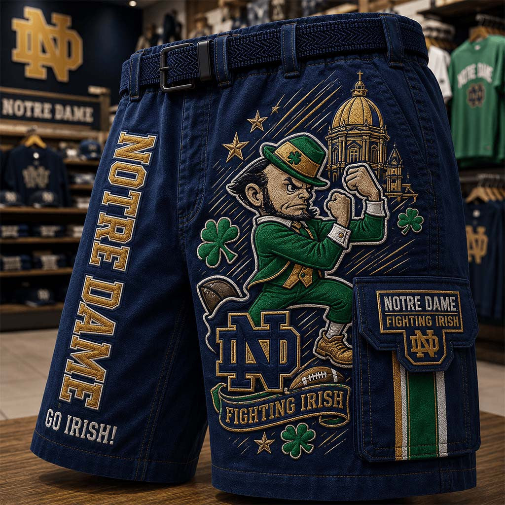 Notre Dame Fighting Irish Merch Notre Dame Go Irish Shorts Gifts For Football Fan - Merchluma