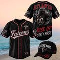 Atlanta Falcons Muscular Eagle Rise Up Dirty Birds Baseball Jersey Falcons Merch Gifts For Fans - Merchluma