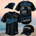 Carolina Panthers Muscular Panther Keep Pounding Baseball Jersey Panthers Merch Fan Gear - Merchluma