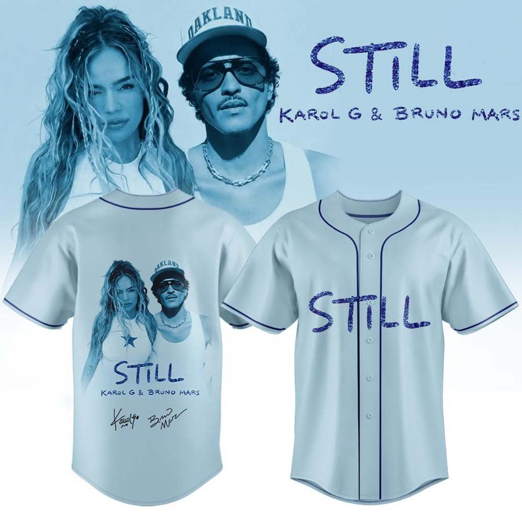Karol G x Bruno Mars STILL Signature 2026 Baseball Jersey Karol G x Bruno Mars Merch Fan Gifts - Merchluma