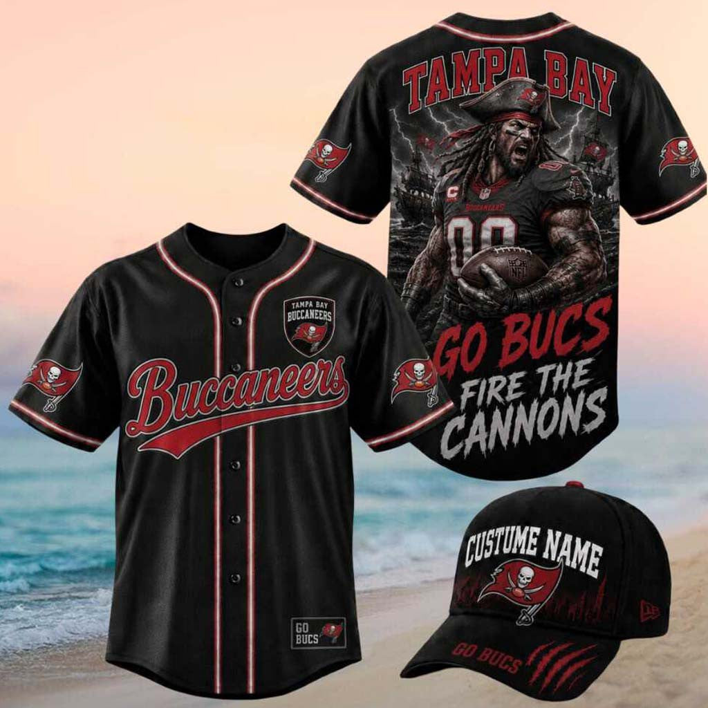 Tampa Bay Buccaneers Fierce Pirate Go Bucs Graphic Baseball Jersey Buccaneers Merch Him Gifts - Merchluma