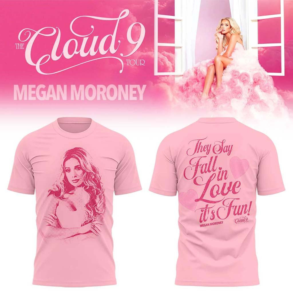 Megan Moroney The Cloud 9 Tour 2026 Pink Graphic T-Shirt Megan Moroney Merch Gifts For Besties - Merchluma