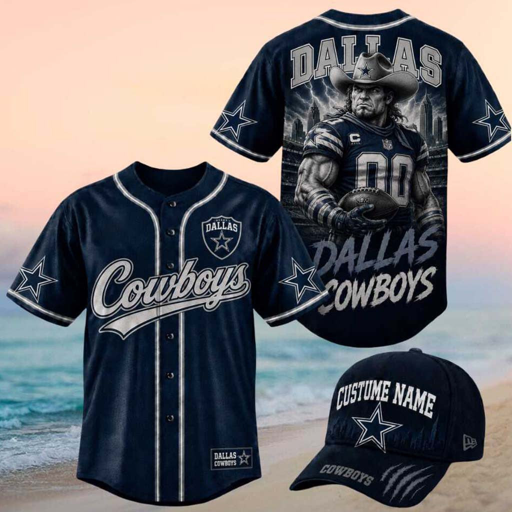 Dallas Cowboys Muscular Cowboy Texas Football Theme Baseball Jersey Cowboys Merch Gifts For Fans - Merchluma