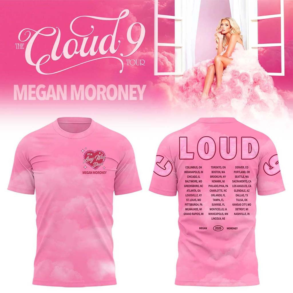 Megan Moroney The Cloud 9 Tour 2026 Pink Graphic T-Shirt Megan Moroney Merch Her Gifts - Merchluma
