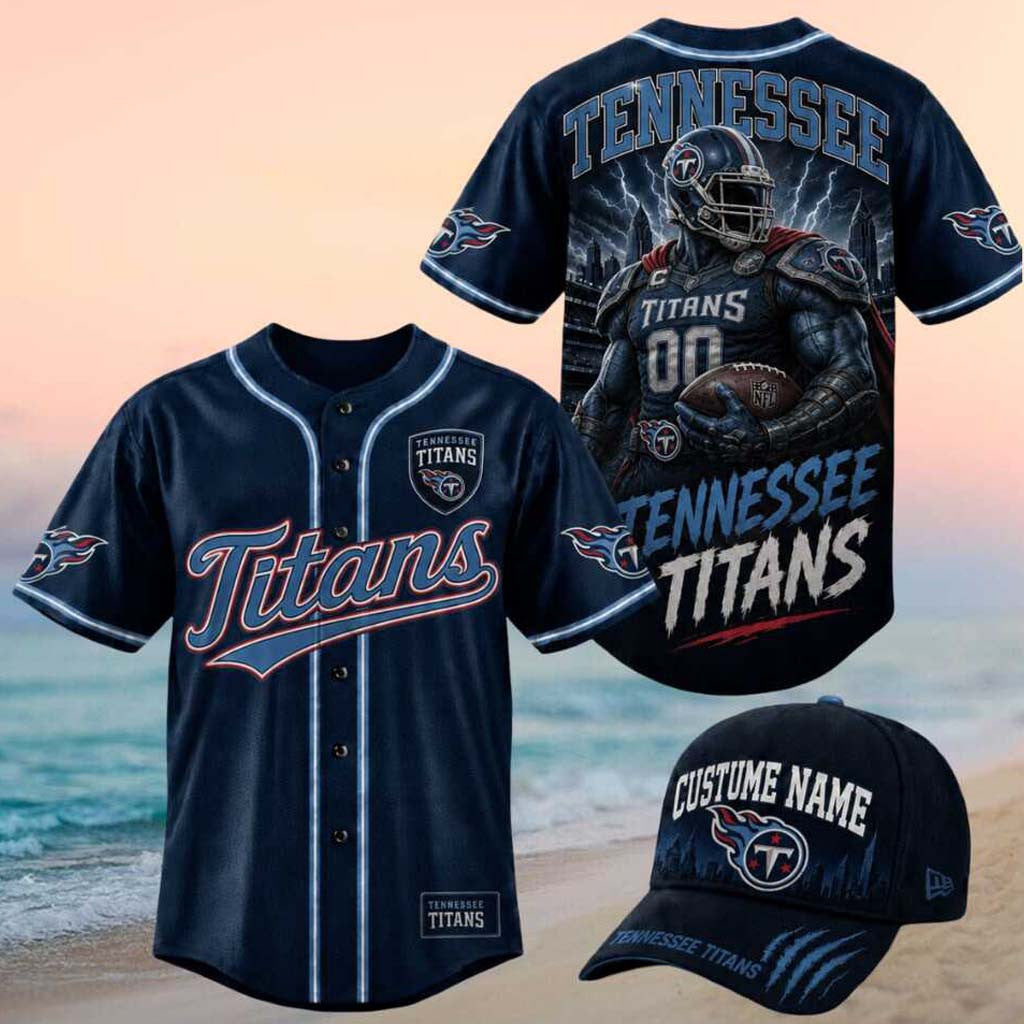 Tennessee Titans Armored Mascot Lightning Graphic Baseball Jersey Titans Merch Brother Gifts - Merchluma