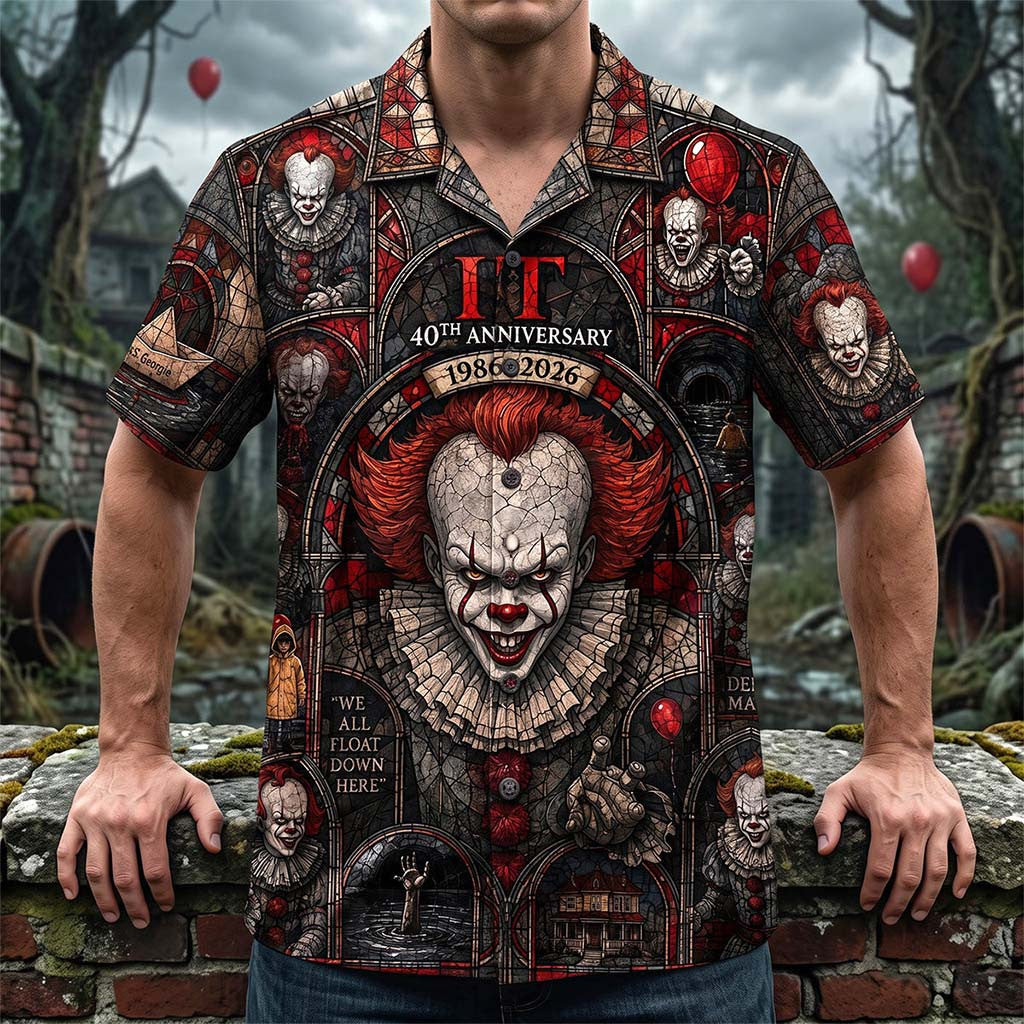 Pennywise IT 40th Anniversary 1886 2026 Hawaiian Shirt The Clown Horror Halloween Shirt - Merchluma