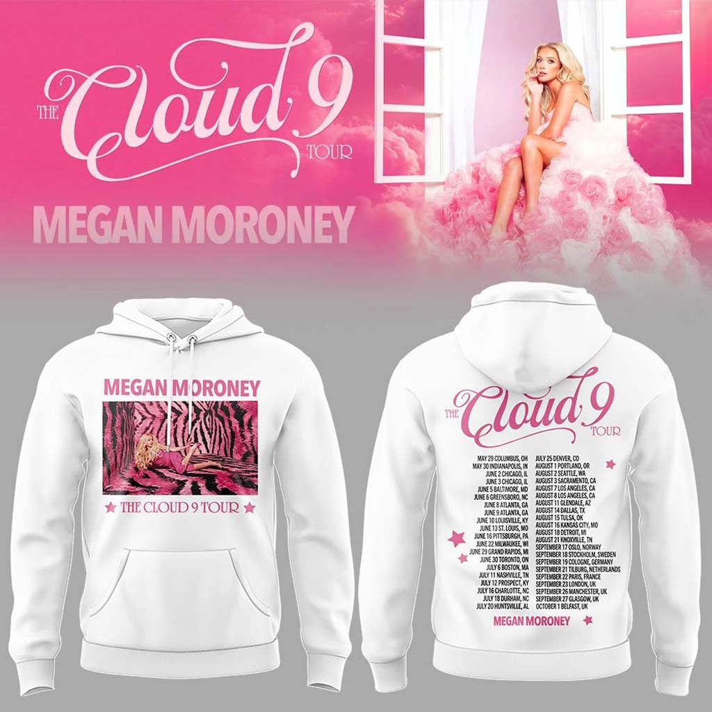 Megan Moroney The Cloud 9 Tour 2026 White Hoodie Megan Moroney Merch Friends Gifts - Merchluma