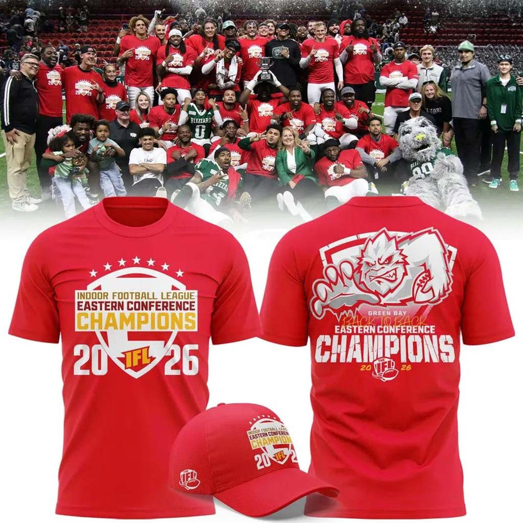 Green Bay Blizzard Merch 2026 IFL Eastern Conference Champions T-Shirt Football Fan Clothing - Merchluma